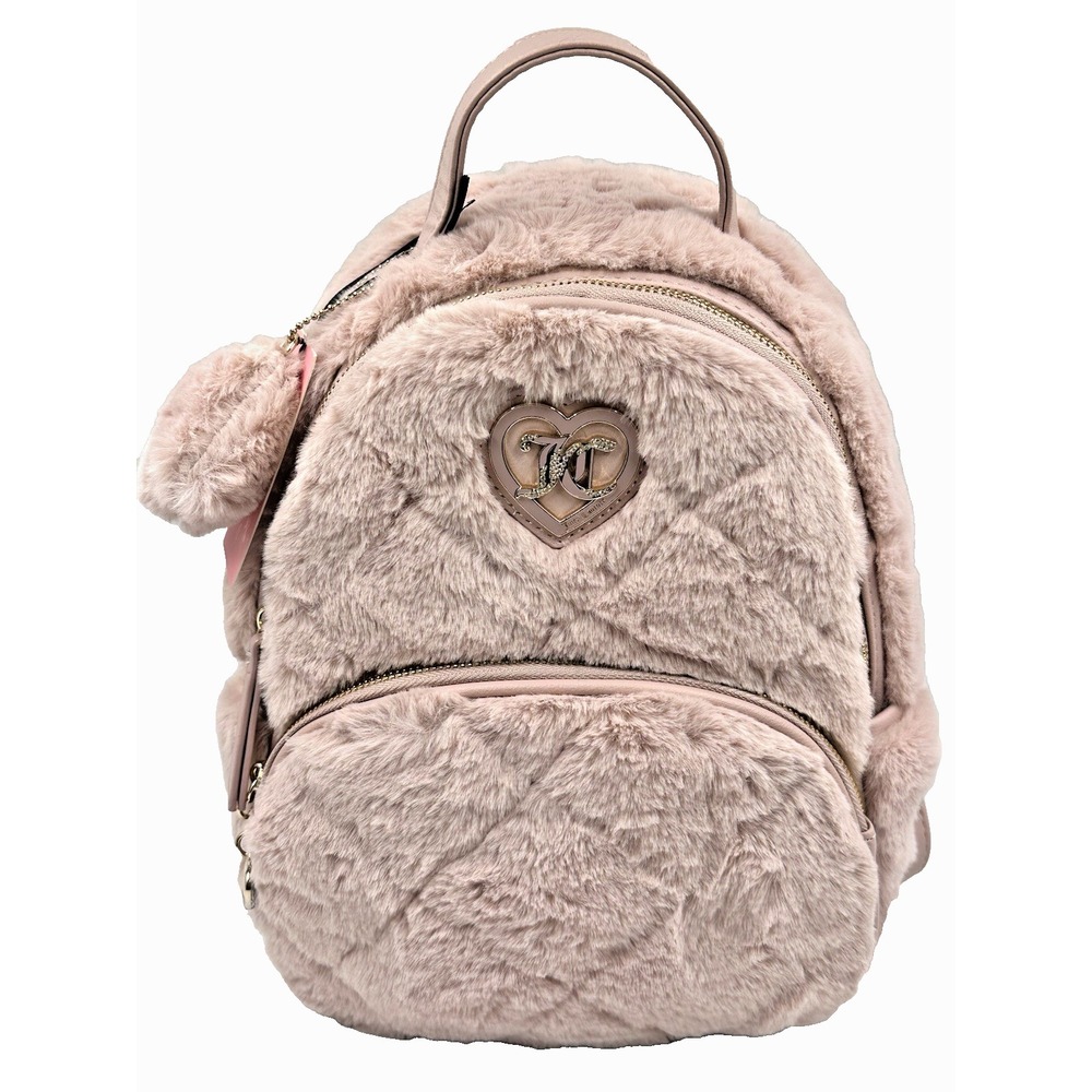 Juicy Couture Let's Get Cozy Backpack Plush Furry in Blush Pink